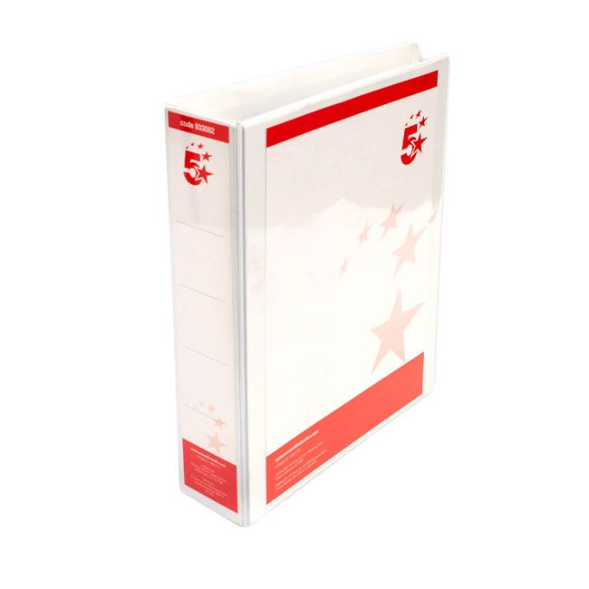 5 Star Office A4 Presentation Ring Binder Polypropylene 50mm 4D-Ring White (Pack of 10) image 1