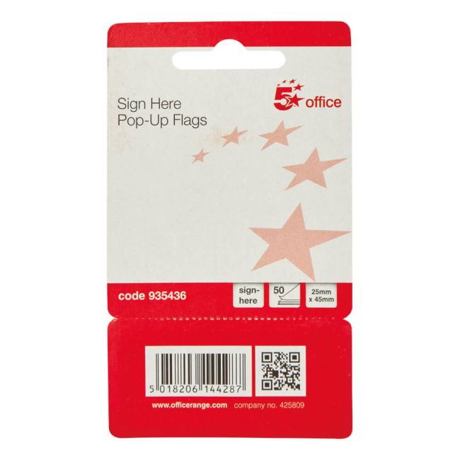 5 Star Office Sign Here Index Flags Tab With Red Arrow 46x25mm (Pack of 500) image 4