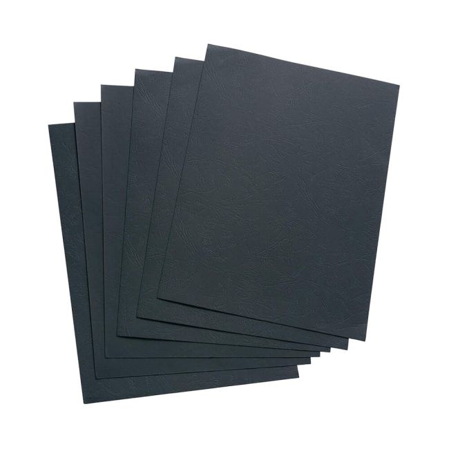 5 Star Office Binding Covers 240Gsm Leather grain A4 Black (Pack of 100) image 1
