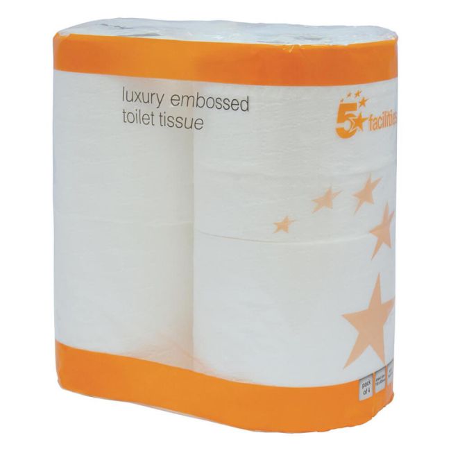 5 Star Luxury Toilet Rolls 1-Ply 120x96 White (Pack of 10) image 1