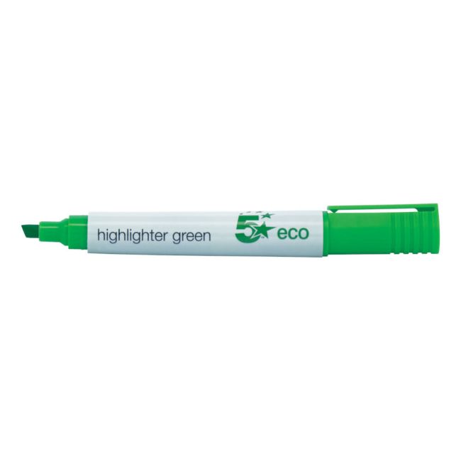 5 Star Highlighter Chisel Tip 1-5mm Line Green (Pack of 10) image 1
