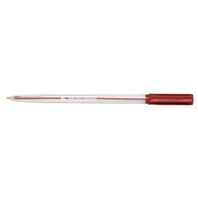 5 Star Office Ball Pen Clear Barrel Medium 1mm Tip 0.7mm Line Red (Pack of 20) image 1