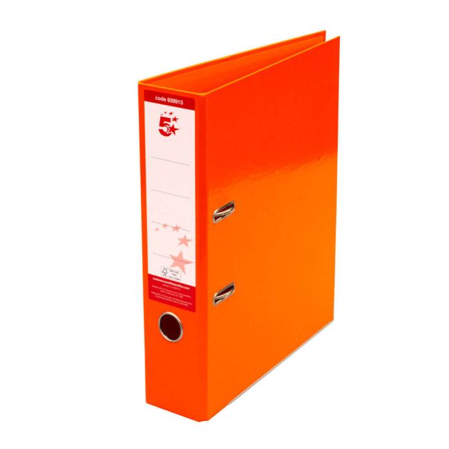 5 Star Office Lever Arch File A4 Orange (Pack of 10) image 1