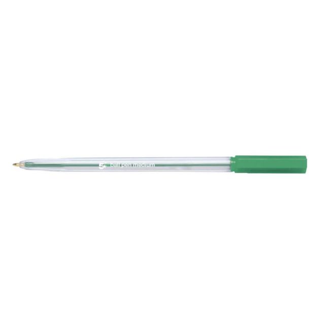 5 Star Office Ball Pen Clear Barrel Medium 1mm Tip 0.7mm Line Green (Pack of 20) image 1