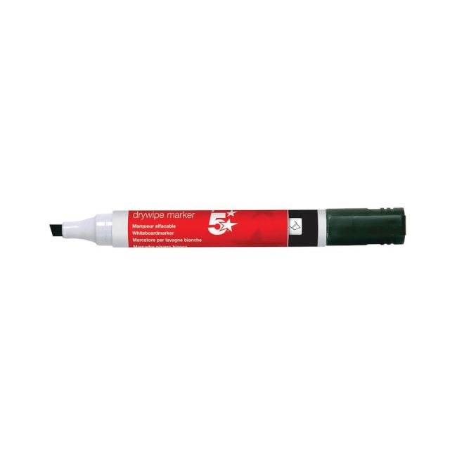 5 Star Office Drywipe Marker Xylene/Toluene-free Chisel Tip 2-5mm Line Black (Pack of 12) image 1