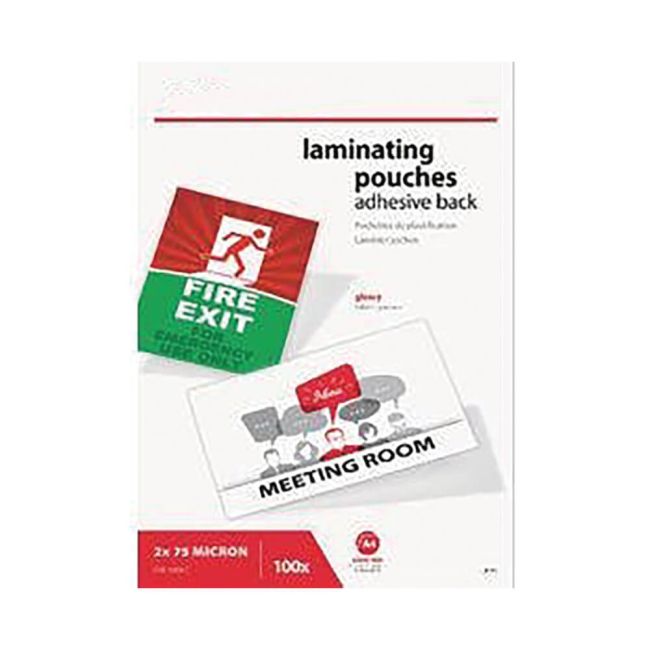 5 Star Adhesive Back Laminating Pouches Glossy 2x75 150 Micron A4 (Pack of 100) image 1