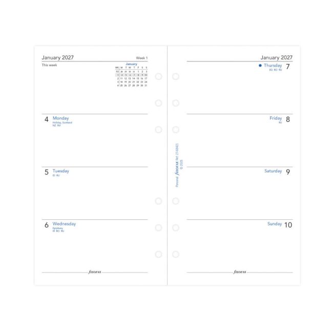 Filofax Refill Week To View Personal White 2027 27-68421 image 2