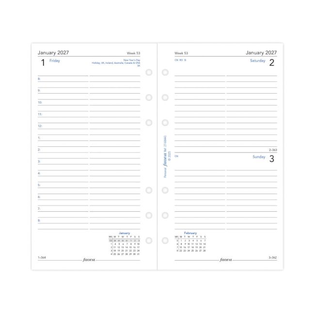Filofax Refill Day Per Page Personal White 2027 27-68441 image 2