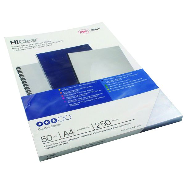 GBC HiClear A4 Bind Cvr 250mic S Clr image
