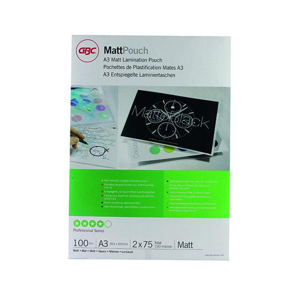 GBC A3 Lam Pouch Matt 150Mc Pk100 image