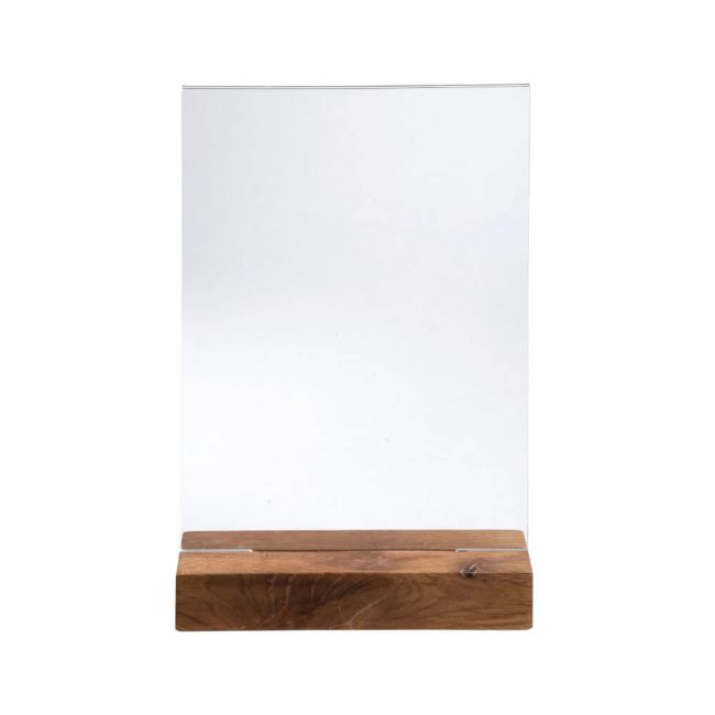 Exacompta Portrait Stand Up Sign Holder A5 with Wood Base 85258D image 2