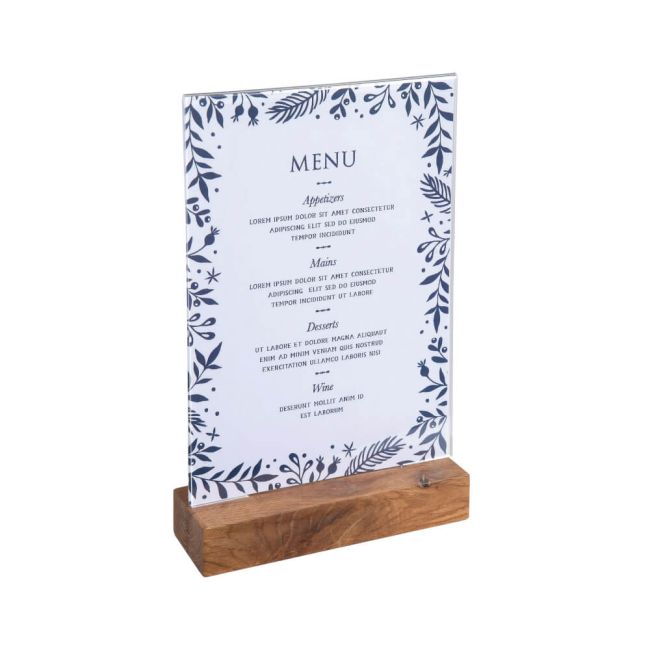 Exacompta Portrait Stand Up Sign Holder A5 with Wood Base 85258D image 4