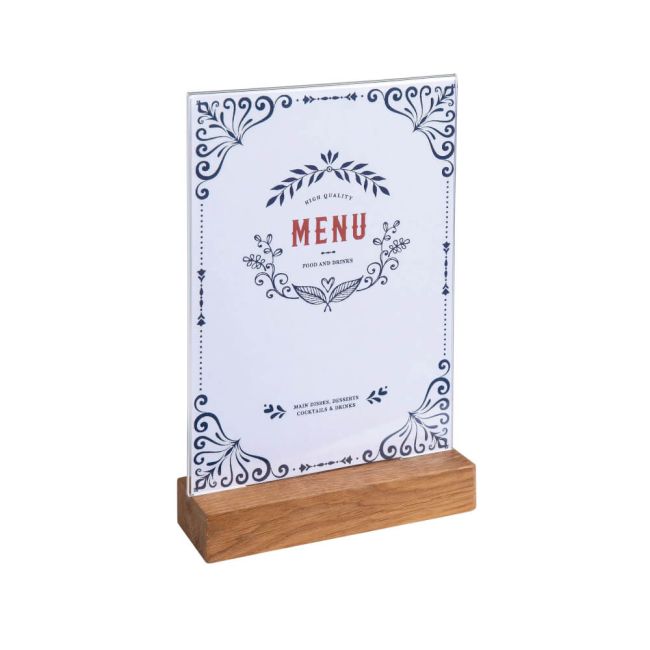 Exacompta Portrait Stand Up Sign Holder A5 with Wood Base 85258D image 5