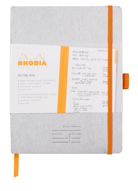 Clairefontaine Rhodiarama Italian Leatherette Meeting Book A5+ Silver 117781C image 7