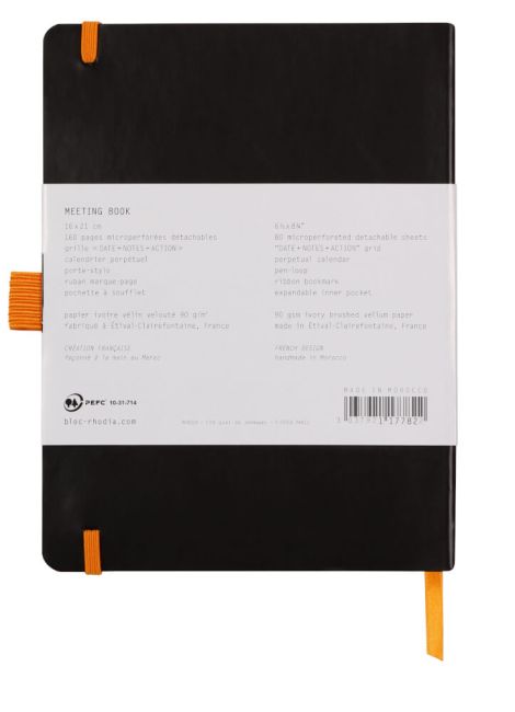Clairefontaine Rhodiarama Italian Leatherette Meeting Book A5+ Black 117782C image 7