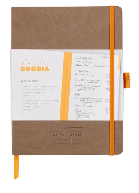 Clairefontaine Rhodiarama Italian Leatherette Meeting Book A5+ Taupe 117784C image 6