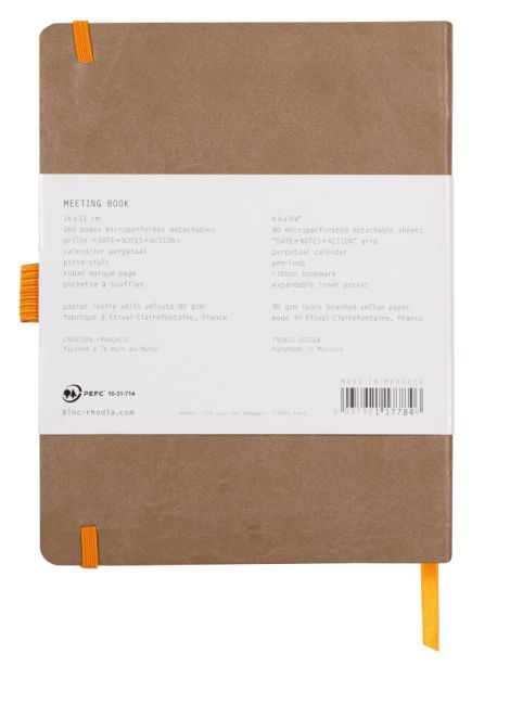 Clairefontaine Rhodiarama Italian Leatherette Meeting Book A5+ Taupe 117784C image 7