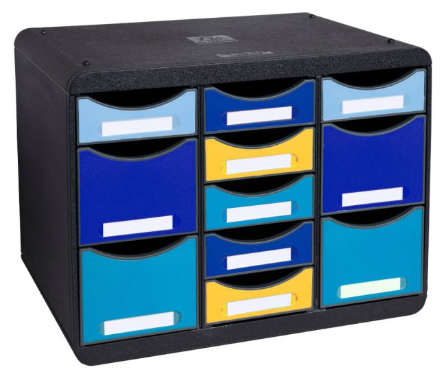 Exacompta Bee Blue Store Box Recycled 11 Drawers Assorted 3137202D image 2
