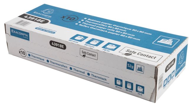 Exacompta Safe Contact Credit Card Receipt Roll 80mmx80mmx76m (Pack of 10) 43918E image 7