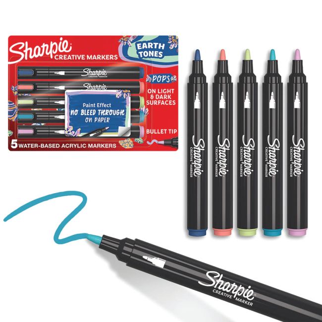 Sharpie Creative Marker Bullet Tip Earth Tones Assorted (Pack of 5) 2213380 image 2