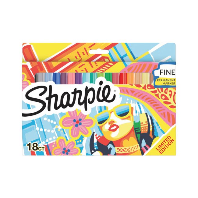 Sharpie Permanent Markers Fine Colouring Pens Assorted (Pack of 18) 2223752 image 1