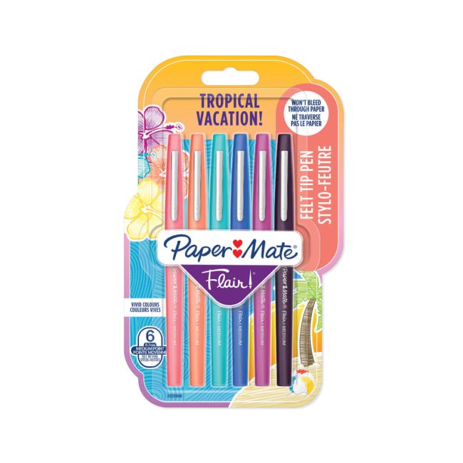 Paper Mate Flair Felt Tip Pen Medium 0.7mm Tropical (Pack of 6) 2028906 image 1
