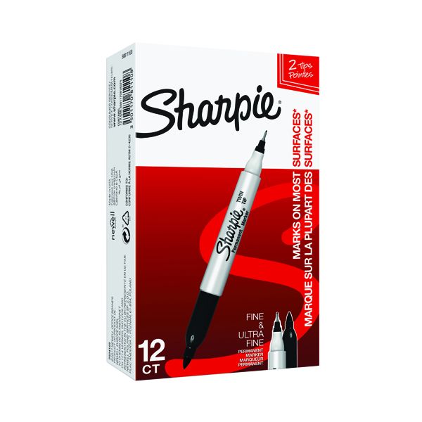 Sharpie Perm Twin Tip Marker Blk P12 image