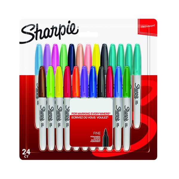 Sharpie Permanent Marker Fine Assorted Pack of 24 2065405