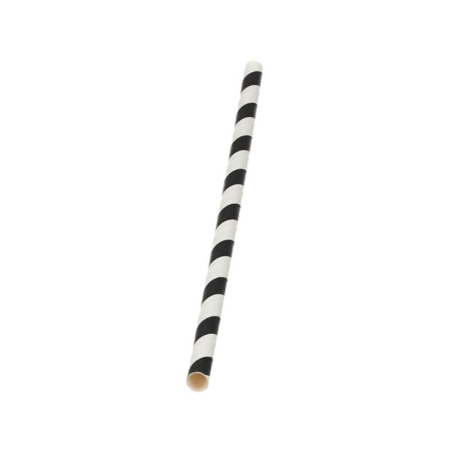 Go-Pak Paper Straw 200mm x 6mm Black/White Striped (Pack of 5000) D22033 image 2