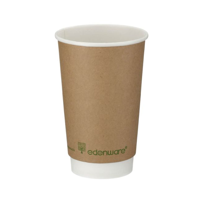 Go-Pak Double Wall Coffee Cup PLA Lined 16oz Kraft (Pack of 500) B04014 image 1