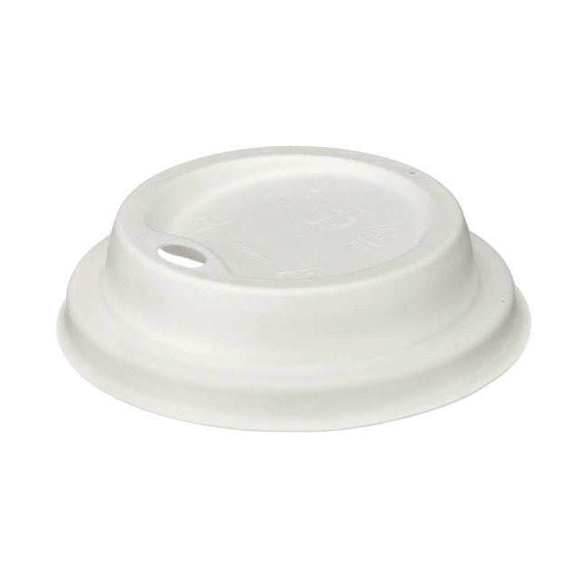 Go-Pak Moulded Fibre Coffee Cup Lid 8oz White (Pack of 1000) D06031 image 1
