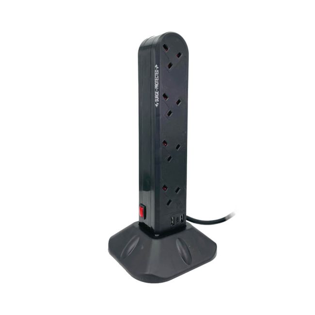 Connekt Gear 8 Way Surge Protected Socket Tower UK 27-8020S/USB image 1