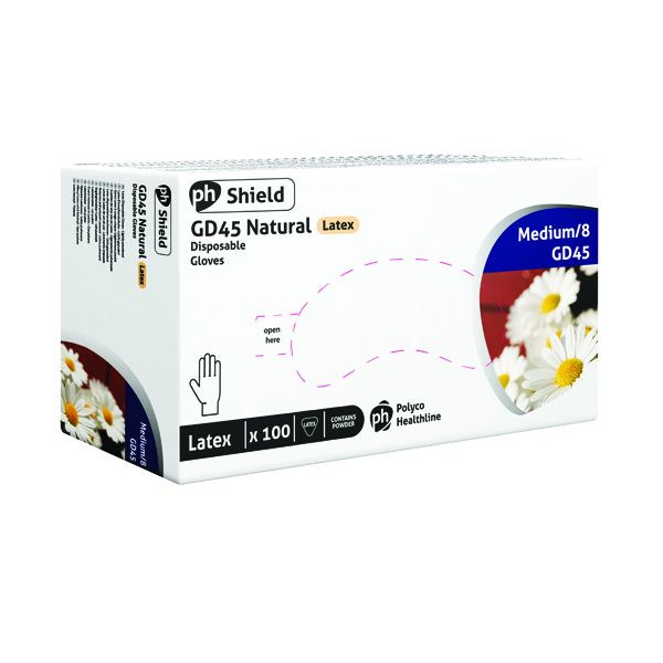 Shield Pwdr Latex Gloves M 100 GD45 image