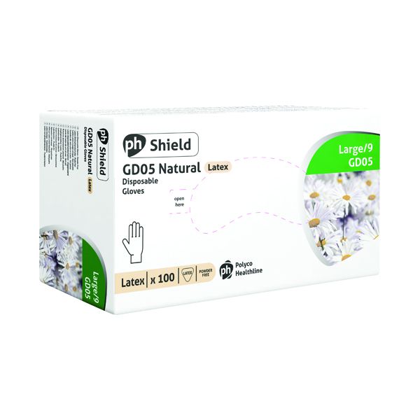 Shield Pf Latex Gloves L Pk100 GD05 image