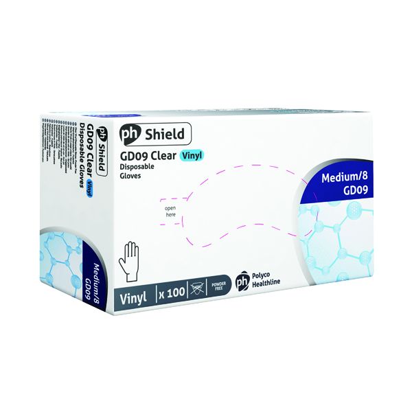 Shield Pf Vinyl Gloves M Pk100 GD09 image