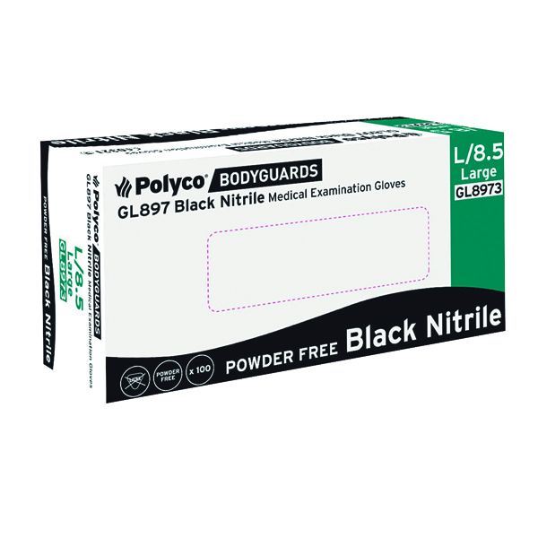 Handsafe Nitrile Gloves L Blk Pk100 image