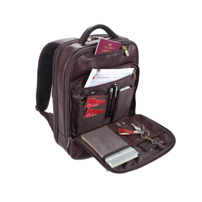 Falcon Laptop Backpack Full Grain Luxury Leather Brown FI6706 image 3