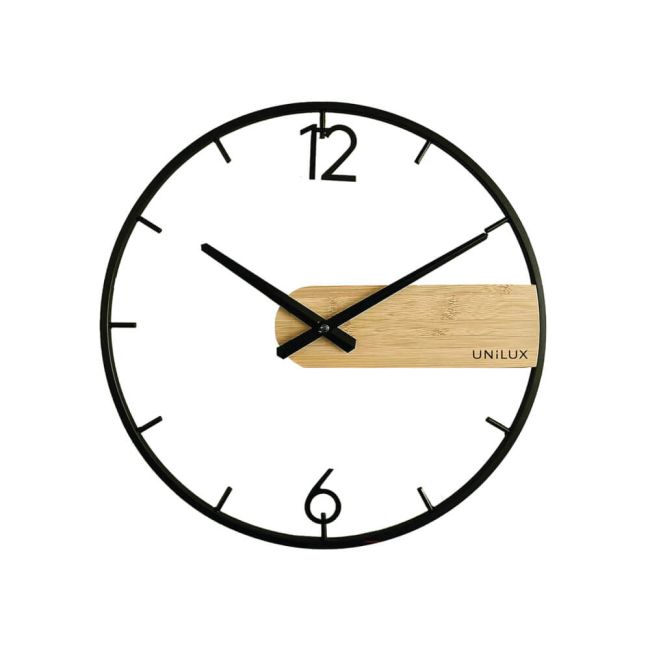 Unilux Circle Wall Clock Black/Bamboo 400189467 image 1
