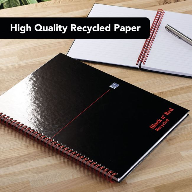 BlackNRed Hardback Wirebound Recycled Notebook A4 (Pack of 2) 400194990 image 4