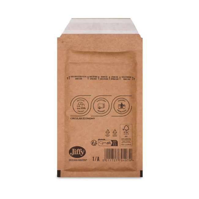 Jiffy Ocean Green Uncoated Mailers 1/A Brown (Pack of 200) MAKU18881 image 2
