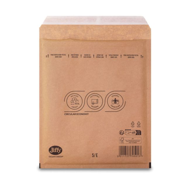 Jiffy Ocean Green Uncoated Mailers 5/E Brown (Pack of 100) MAKU18885 image 2
