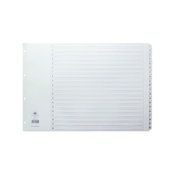 Concord Clasc A3 1-20 Mylar Indx Wht image