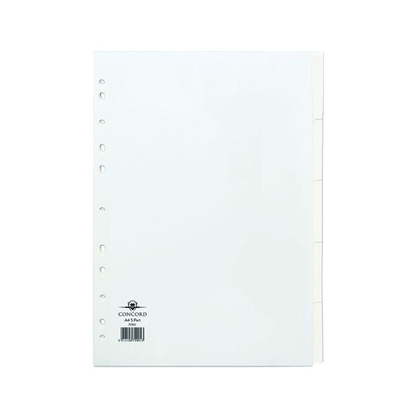 Concord Subject Dividers 5 Part Wht image