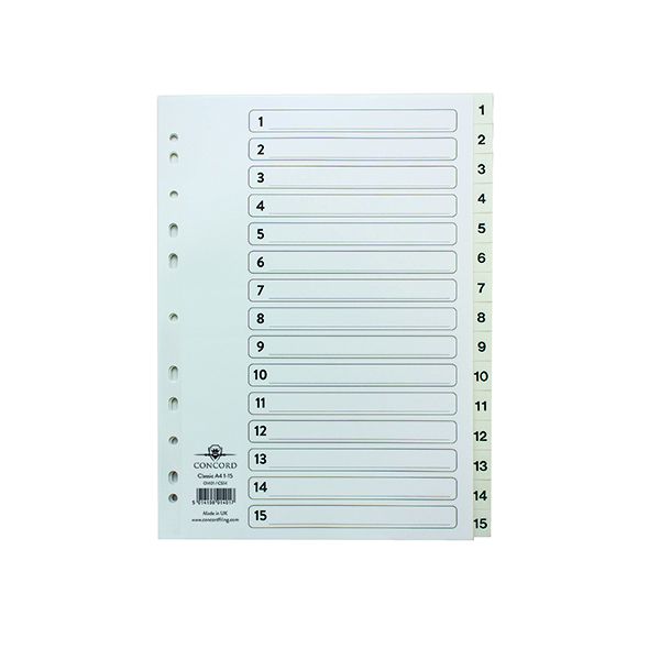 Concord Index A4 1 To 15 Clear image