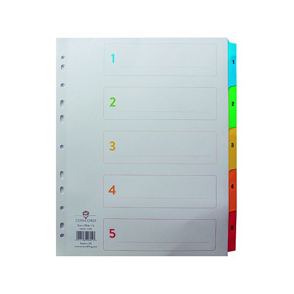 Concord Index 1-5 A4 Asstd Col Tabs image