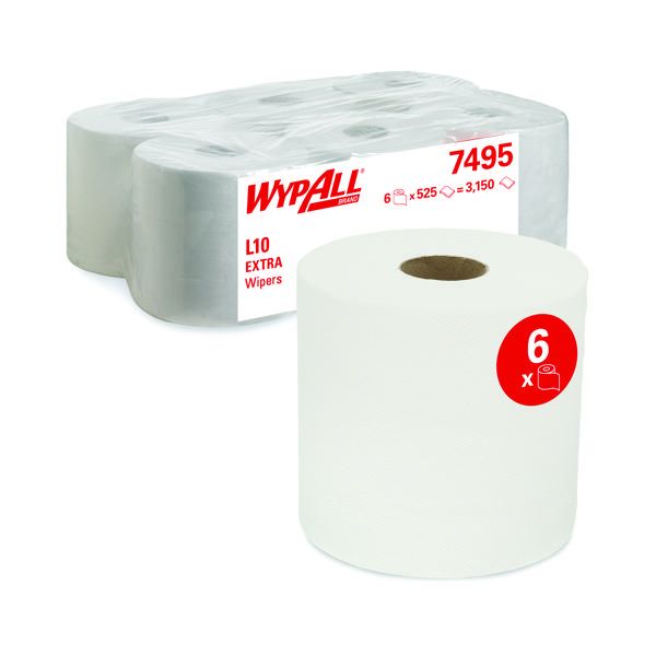 Wypall L10 Wipers White Pk6 7495 image