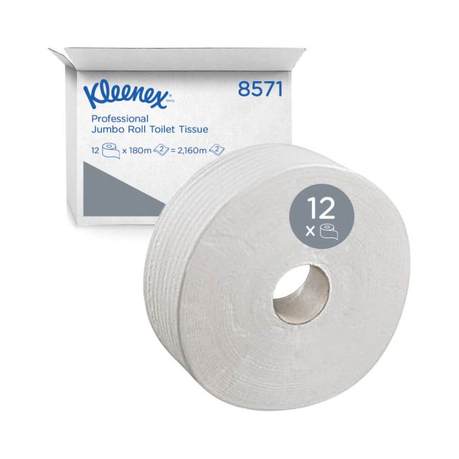 Kleenex 2-Ply Jumbo Toilet Roll White (Pack of 12) 8751 image 3