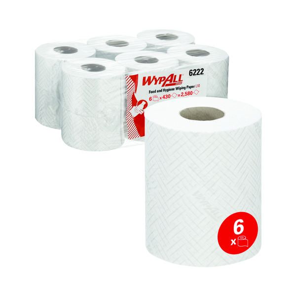 WypAll L10 CF Roll 1Ply Wht Pk6 6222 image