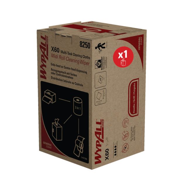 Wypall X60 General Clean Midi Roll Wiper Blue 8250 image 1