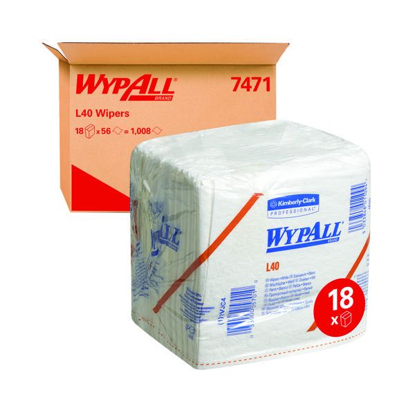 WypAll L40 Folded Wiper 1Ply Wht P18 image
